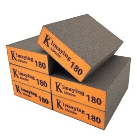 Esponja de lijado, bloque de lijado surtido de grano 180, esponja de lija húmeda y seca de doble uso para paneles de yeso, esponja de papel de lija para madera, lavable y reutilizable