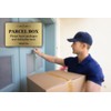 Parcel Box Sign - Manufactured from Metal. Aluminium with adhesive