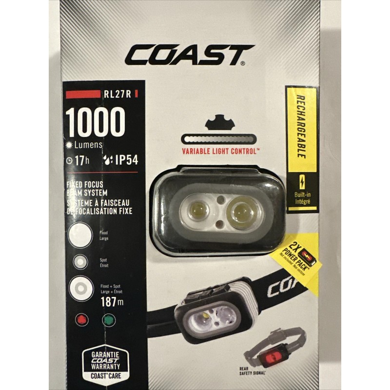Coast Rl27r Rechargeable Plus Rear Loading 1000 Lumens Tri-Color LED