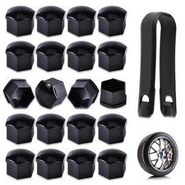 17mm Wheel Nut Cap, 20pcs Wheel Bolt Nut Covers, Universal Hexagonal Tire Nut Covers With Removal Tool Set For Cars(Black)