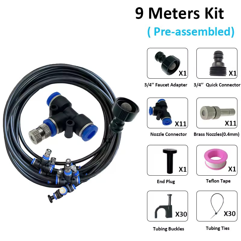 Outdoor Patio Misting System, 20–59 ft with 6–26 Brass Nozzles