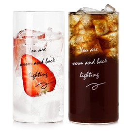LUXU 13oz Highball Glasses, 2pc Tall Glass Sets. Lead-Free Drinking Glasses. Water Glasses, Mojito Glass Cups,Collins Bar Glassware, and Mixed Drink Cocktail Glass Set