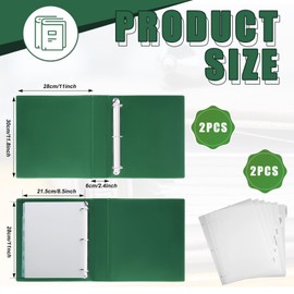 Skyygemm 2 Pcs Estate Planning Portfolio Binder PU Leather 3 Ring Binders with Gold Title and Index Tab Dividers, 11'' x 11.8'' x 2.4'' Estate Planning Organizer(Green)