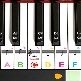 1Pack Piano Keyboard Stickers for 88/76/61/54/49 , Colorful Piano Stickers, Transparent and Removable Keyboard Stickers, Piano Key Stickers for Beginners, Eye-catching Piano Notes - Color: 1