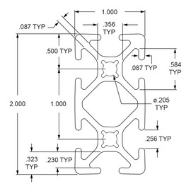 8020, 1020, 10 Series 1 Inch x 2 Inch T-Slotted Aluminum Extrusion DIY Extruded Linear Slot Bar Rail 80/20 (Smooth, Clear Anodize, 72" Long)