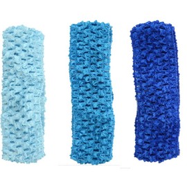 Mytoptrendz® 3 PCS Baby Girls Kids Plain Super Soft Stretchy Fabric Headband Crochet Elastic Kylie Band Hairband Headbands Hair Bandeau Turquoise, Sky blue Royal Blue (Blue assorted)