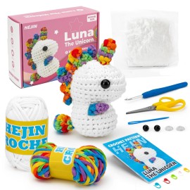Hejin Crochet Kit for Beginners, Unicorn Crochet Kits for Kids and Adults Include R...