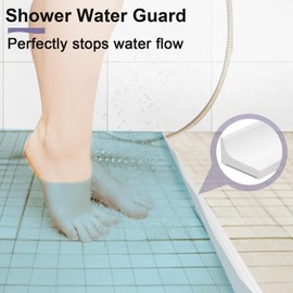 Hzetuu Shower Threshold Water Dam Barrier - 138 Inch, Versatile, Silicone Shower Water Guard Stopper Seal Strip for Bathroom Floor, Bathtub Rim, Kitchen Countertop, White