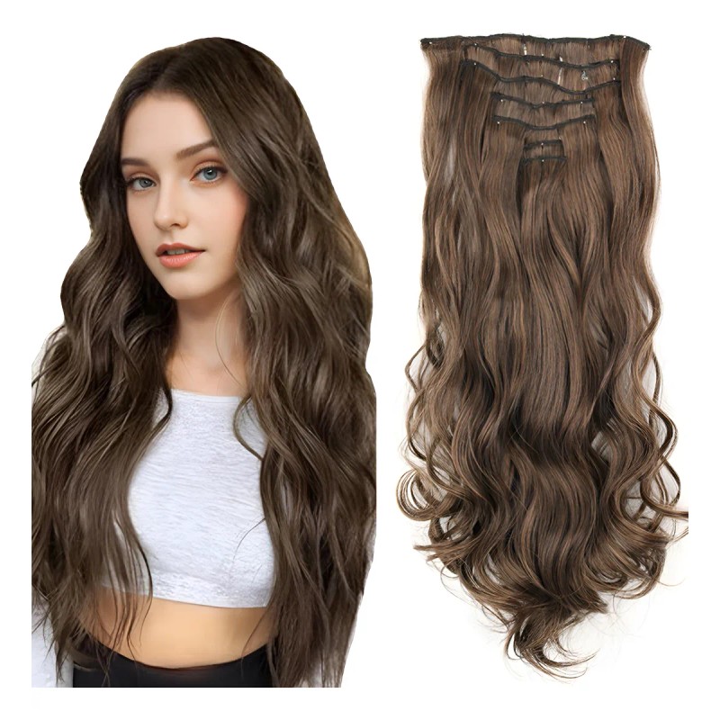 Extensiones De Cabello Natural Ondulado Con Clip 7 Piezas