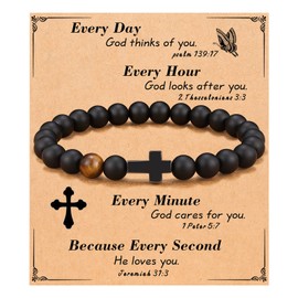 ORISPRE Christian Gifts for Men, Mens Cross Bracelet Religious Jesus Easter Catholic Gifts for Men Adults Get Well Soon Christian Christmas Gifts