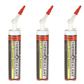 Thermosealant RTV Silicone Sealant-Clear-10.1 Ounce -Permanently Flexible-Industrial Grade-Pkg of 3 Tubes
