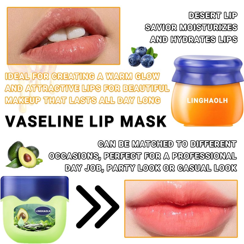 Bee Lip Balm Honey Pot Set, 6PCS Moisturizing Mask for