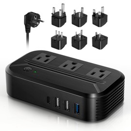 Voltage Converter 2300W International Power Converter Step Down 220v/240v to 110v/120v Travel Adapter Transformer w/ 4 USB 3 AC Outlets 7 Worldwide Plug Adapters EU/US/AU/IT/UK/India/South Africa