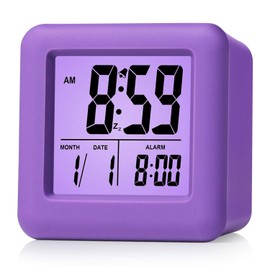 Plumeet Digital Travel Alarm Clock, Easy to Set with Snooze Mode, Soft Night Light, Large Time, Month, Date and Alarm Display, Increasing Sound Alarm & Handheld Size, Great for Kids