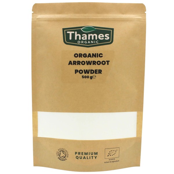 Organic Arrowroot Powder 500g - Arrowroot Flour, Starch Non-GMO Thickening Agent - No Additives or Preservatives - Vegan, Certified Organic - Perfect for Baking and Cooking - Thames Organic
