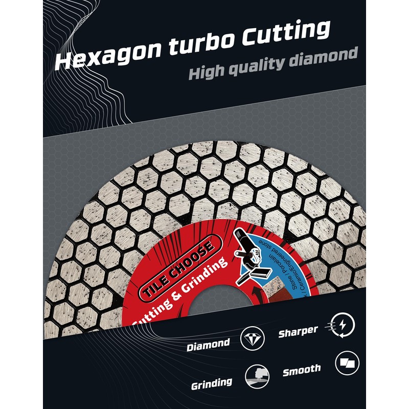 ZERICHIVE Tile Blade 4.5" Diamond Ceramic Cutting Disc for Cutting