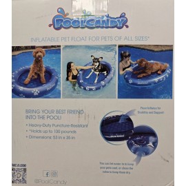 PoolCandy Pool Candy Inflatable Dog Pet Pool Float and Lounger 53" x 35" Up to 100 Lbs-NIB