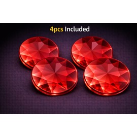Allstarco 50mm (2") Large Red Ruby Round Flat Back Acrylic Gems, 4 PCS