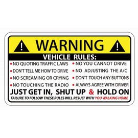 Vehicle Safety Warning Rules Sticker for Car Truck Window, Adhesive Vinyl Graphic 2 Pack (10cm x 5cm)