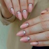 24Pcs Press on Nails Almond Medium, Nude Pink Artificial Acrylic