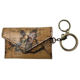 Patricia Nash Isabela Leather Card Holder with Keyring, Envelope Flap, 4" x 3" x 1", Antique Brass Hardware