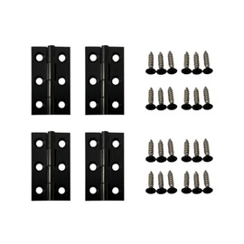 QCAA Solid Brass Narrow Butt Hinge with Stainless Steel Screw, 2" Matte Black, 4 Pack, Made in Taiwan