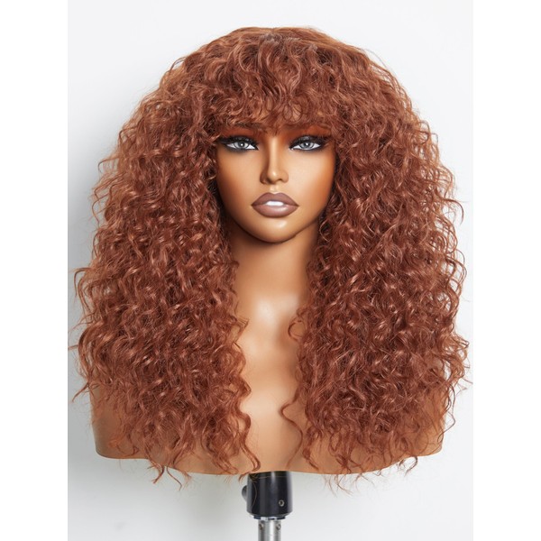 GORGIUS Veralux Blend Shaggy Haircuts Curly Wig with Bangs Ginger