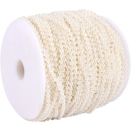 Guirnalda de Perlas 50m 3mm Beige con Cuerda Roscada para Decoración de Bodas, Ramos de Novia Manualidades DIY, Fiestas y Decoración de Habitación