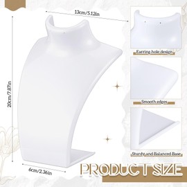 AceOrbit 6 Pcs Acrylic Necklace Display for Vendors, Jewelry Bust Stand Holder, 7.87 x 5.12 x 2.36 Inch Jewelry Display Mannequin for Earrings Necklace, Retail Store & Trade Shows (White)