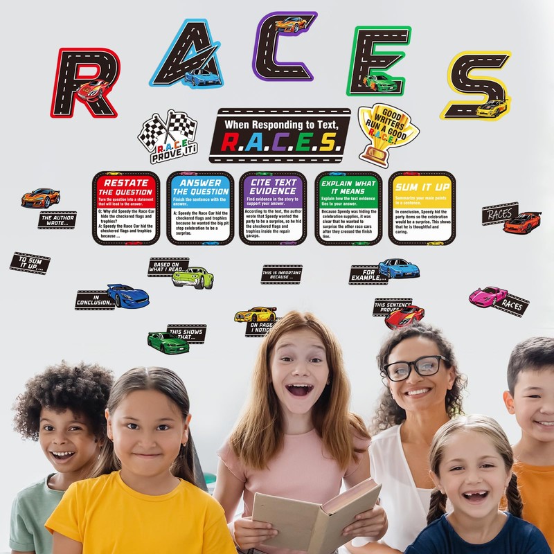 Cinrobiye 37 Pcs Races Writing Process Bulletin Board Decorations Set,Races