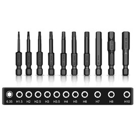 9 Pieces 50 mm Hex Impact Wrench Bits Set Long Hex Screwdriver S3 1/4 Inch Impact Wrench Bit Set for Cordless Screwdriver H1.5/2/2.5/3/4/5/6/8/10 Hexagon Hex Socket Screwdriver