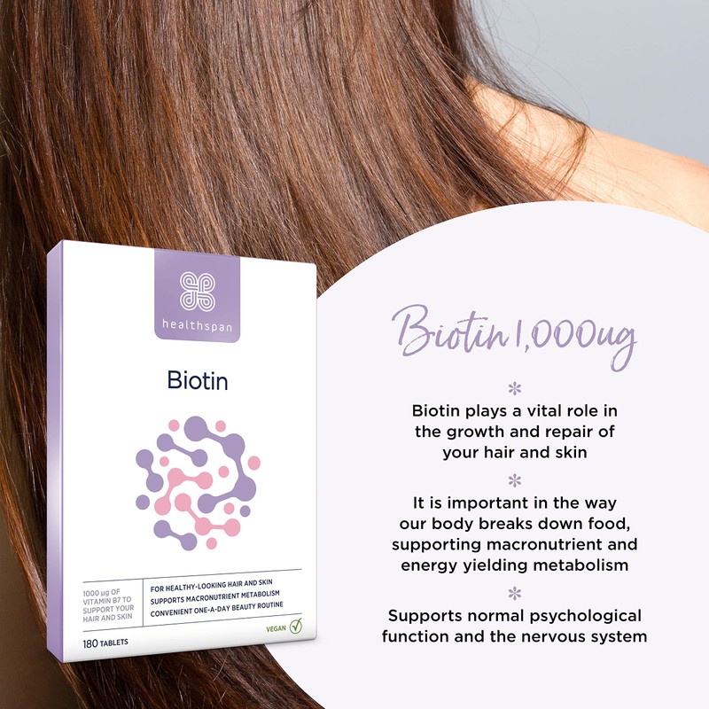 Healthspan Biotin 1,000μg (6 Months Supply) | Vitamin B for