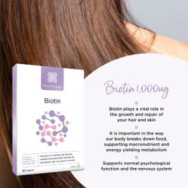 Healthspan Biotin 1,000μg (6 Months Supply) | Vitamin B for Healthy Hair & Skin | Supports Macronutrient Metabolism | One-a-Day Tablets | Vegan