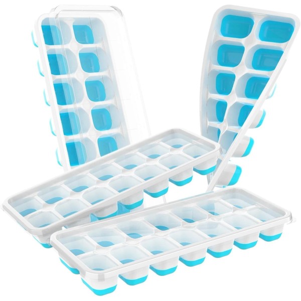 ChefAide Ice Cube Tray with Lid, 4 Packs 56 Cubes