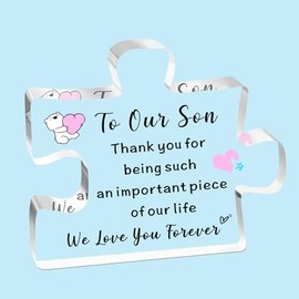 SDOFY To Our Son Gifts, Son Gifts from Mum and Dad, Acrylic Puzzle Plaque Gifts for Son, Son Birthday Christmas Graduation Gifts