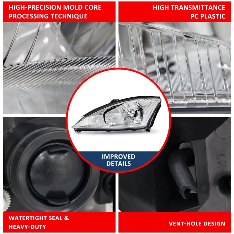 ADCARLIGHTS for Ford Focus 2000-2004 Headlight Assembly for 2000 2001