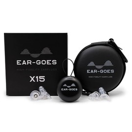 Ear-Goes X15 High Fidelity Earplugs – Reusable Hearing Protection with Two Sizes – Concerts, Festivals, Musicians, Motorcycles, and Travel – 15 dB Noise Reduction – Clear & Comfortable