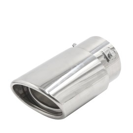 A ABSOPRO Exhaust System Muffler Down Tail Pipe Tips 75mm Inlet Silver Tone