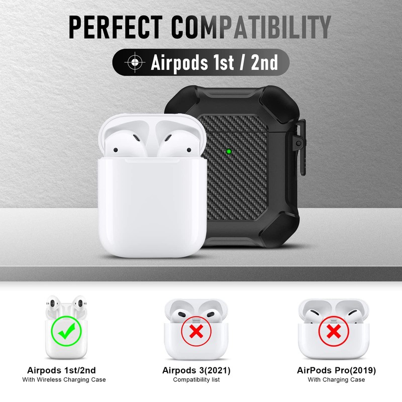Maxjoy for AirPods Case, Carbon Fiber Secure Lock Clip Full