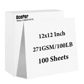 100 Sheets White Cardstock 12” x 12”, 100lb/271gsm Card Stock, Thick Certificate Paper, Heavy Printing Paper for Resume, Printer, Scrapbooks, Art, Crafts, Business Cards,Invitations