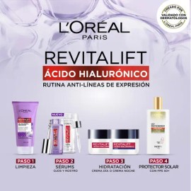 Kit L'Oréal Paris Revitalift Ácido Hialurónico: Sérum facial + Sérum Ojos + Crema Hidratante de Día + Crema Hidratante de Noche 4pzs.