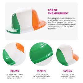 Irish Bowler Hat - Pack of 12 - Fancy Dress Accessory Hat St Patricks Day Ireland Green Party Irish Flag Sporting Events