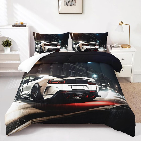 Nttopship Sports Car Comforter Set Queen Size,100% Soft Ultra-fine Fiber