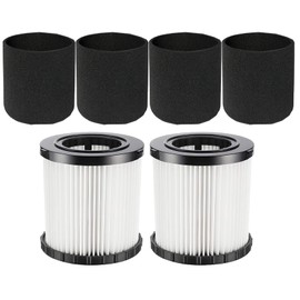 2 PCS DCV580H DCV581H Replacement Filter for DCV580H (Cordless) DCV581H DCV5801H 20V Wet/Dry VAC, With 4 PCS Foam Sleeve Filter