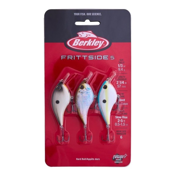 Berkley Frittside Fishing Lure 3-Pack, Shad Assortment, 5 (1/3 oz),
