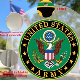 Neletao United States Army Logo Metal Sign Army Wall Decor, 12 Inch Round Emblem, US Military Service Branch Wall Décor (Green)
