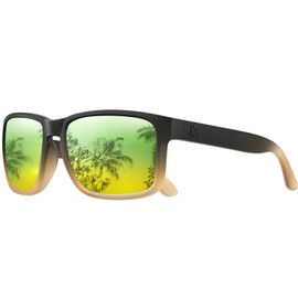 MAXJULI Polarized Big Sunglasses for Men and Women,UV400 Protection Sun Glasses,Ideal for Driving Cycling and Running(Gold Lens)