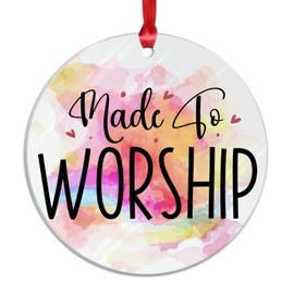 Zyadsinoudor Made to Worship Acrylic Christmas Ornament Inspired Family Prayer Acrylic Ornament Quotes Saying 3 Inch with Hole Christmas Tree Decoration for Party Home Housewarming Gift