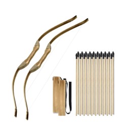 2 Pack Wooden Bow and Arrow Set, Handmade 32 Inch Toy Bow and Arrow for Kids,
