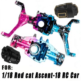 Hcespuos RC Upgrades Parts for 1/18 Red cat Ascent-18 RC Car,Front & Rear Portal Axles,Skid Plate,Outer Portal Housing,Brass Diff Cover,Servo Mount,Steering Knuckle,Links,Colour